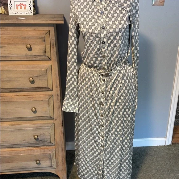 Tory Burch Blue Mini Zebra Printed Viscose & Silk Shirt Dress - Picture 5 of 15